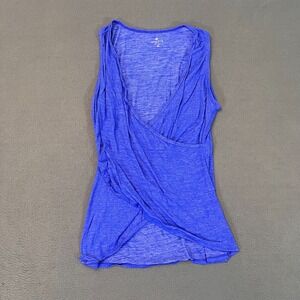 Athleta‎ Wrap Tank Top Womens Size XS Deep Blue Athleisure Coastal Slit Yoga Run